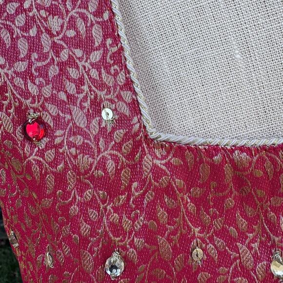 Kurti Top Style Red Dress Tunic Kurta Women's See Measurements Handmade Altered - Picture 9 of 14